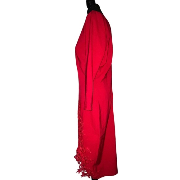 NWT Little Mistress Red Lace Trimmed Formal Dress- Size 12Tall - Picture 5 of 9